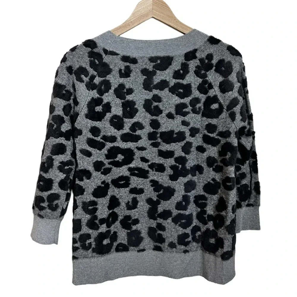 Loft • Gray Leopard Print Sweater